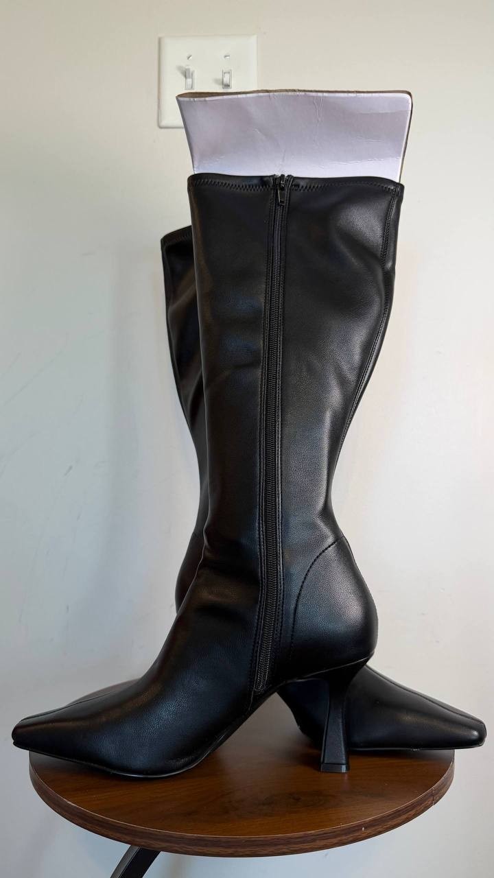 Steve Madden Flute Wide Calf Knee High Dress Boots Black 11M Man‑Made $129 NWB