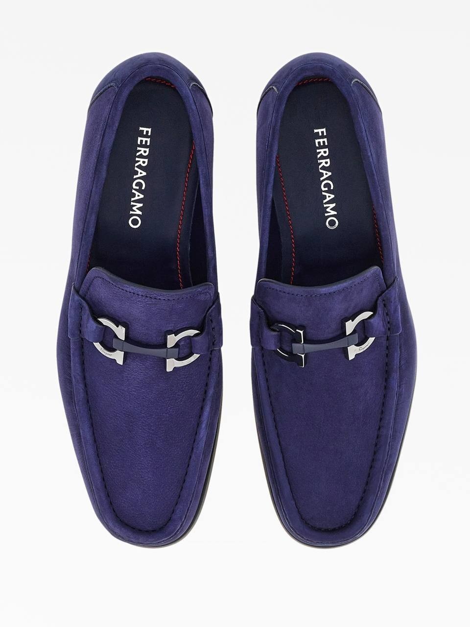 Ferragamo  Gancini  Loafers  Blue  Suede  8.5  New  in  Box  $950