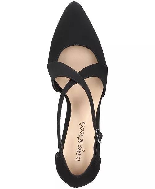 Easy Street Elegance Cross Strap Pumps Black Lamy 7.5M NWB Faux Leather $69.99