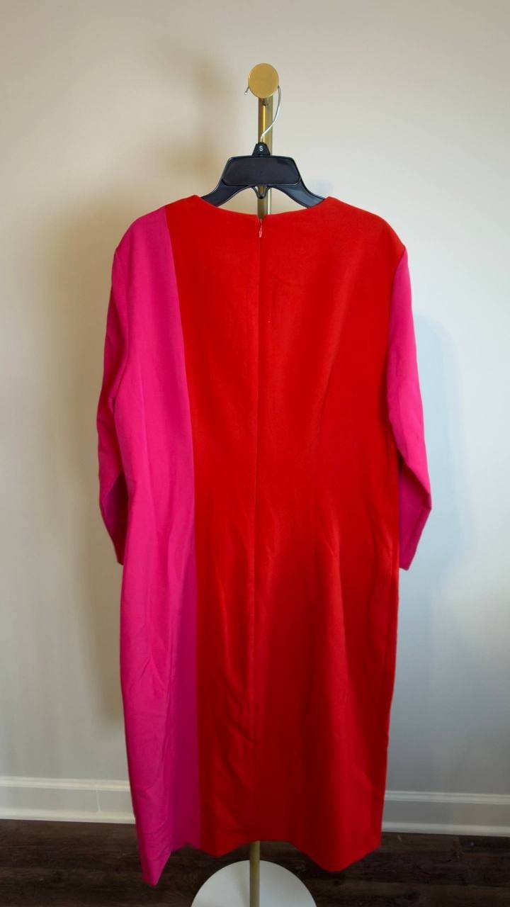 Anne Klein Colorblock Sheath Dress 3/4  Sleeves Fuchsia/Rose 10 NWT $139