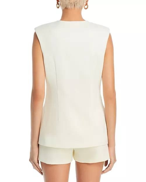 Endless Rose Cream Tailored Vest XS with Button Front Pockets, Lined, Slim