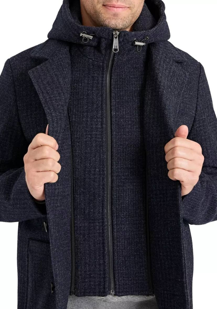 Sam Edelman Wool Blazer Coat with Hood Midnight Blue M NWT $320