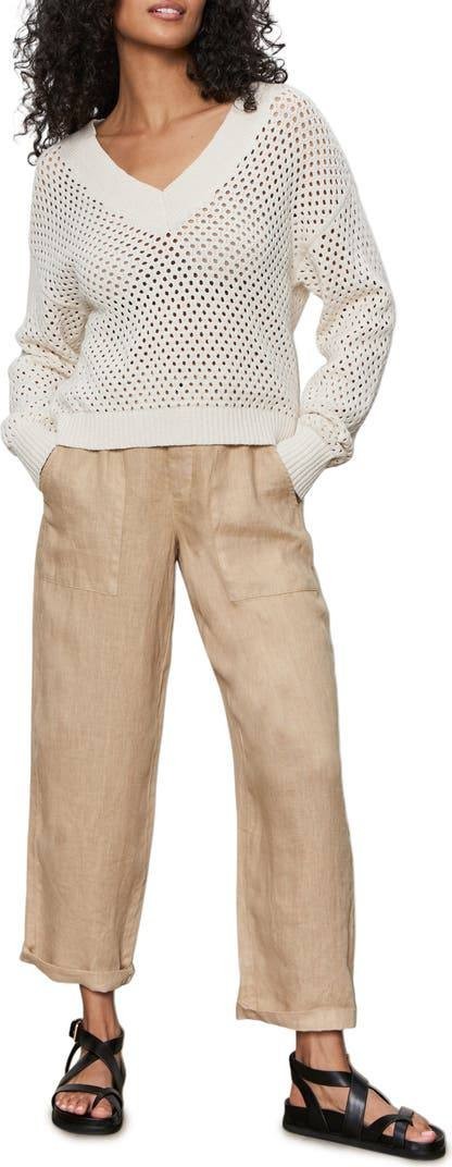 Sanctuary Women’s Airy Openwork Sweater White Macrame V‑Neck Size XL NWT damage