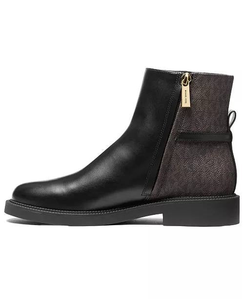 Michael Kors Brown/Black Faux Leather Block Heel Booties 5M NIB MSRP $150