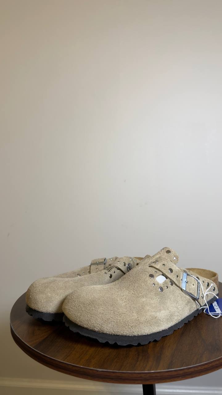 Birkenstock  Boston  Rivets  Clog  Taupe  Suede  6M  New  With  Box  $175
