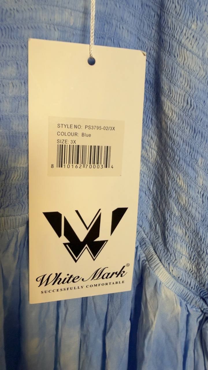 White Mark Plus Smocked Ruffle Maxi Dress Blue 3X NWT $84