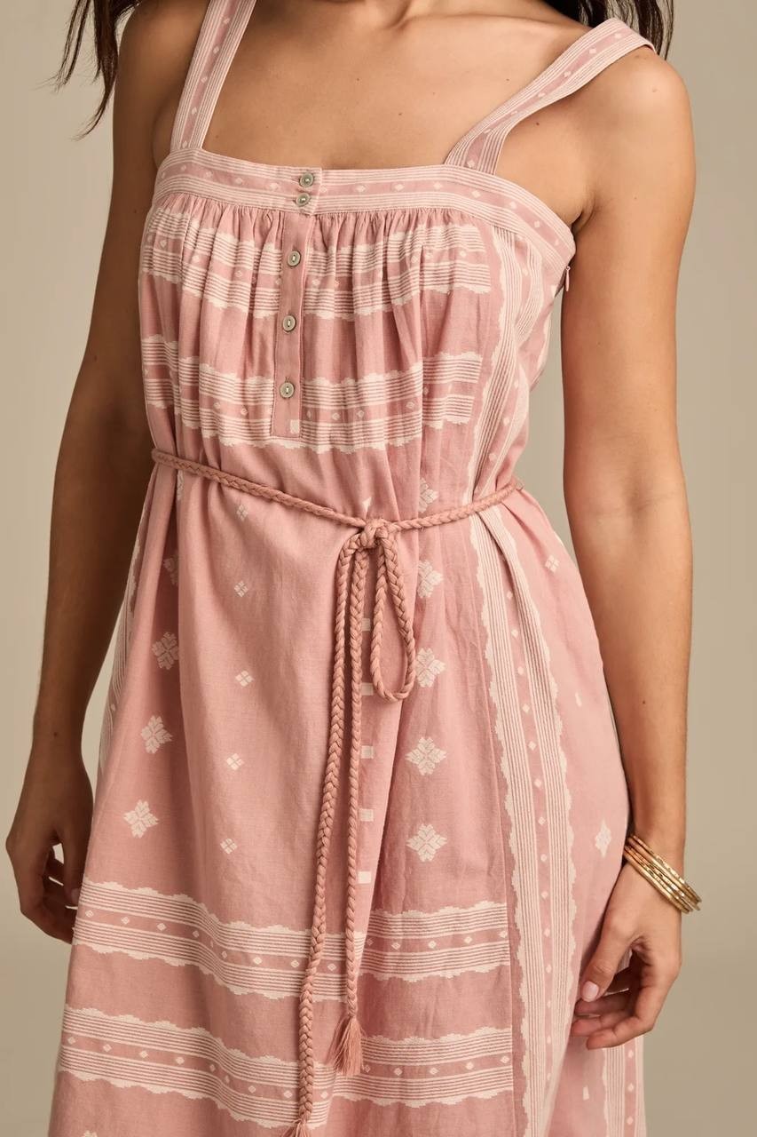 Lucky Brand Belted Henley Midi Dress – Peach – Size M/M – NWT – $129