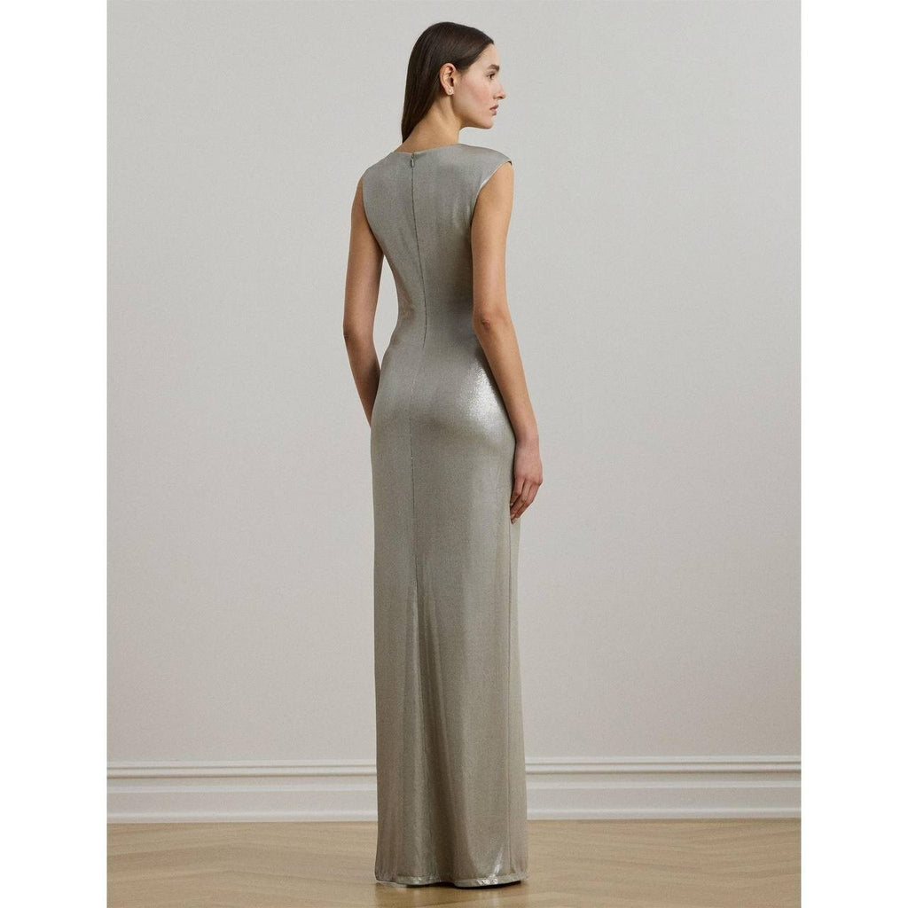Lauren Ralph Lauren Evening Gown Metallic Silver Size 14 NWT $265