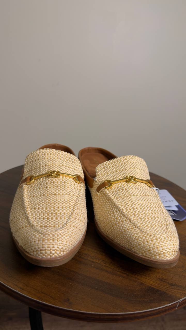Aerosoles  Flat  Mules  Raffia  Tan  8  New  $79