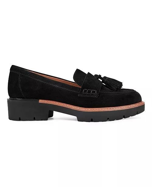 Earth Zimm Tassel Lug Loafers – Black Suede – Size 7.5M – New in Box