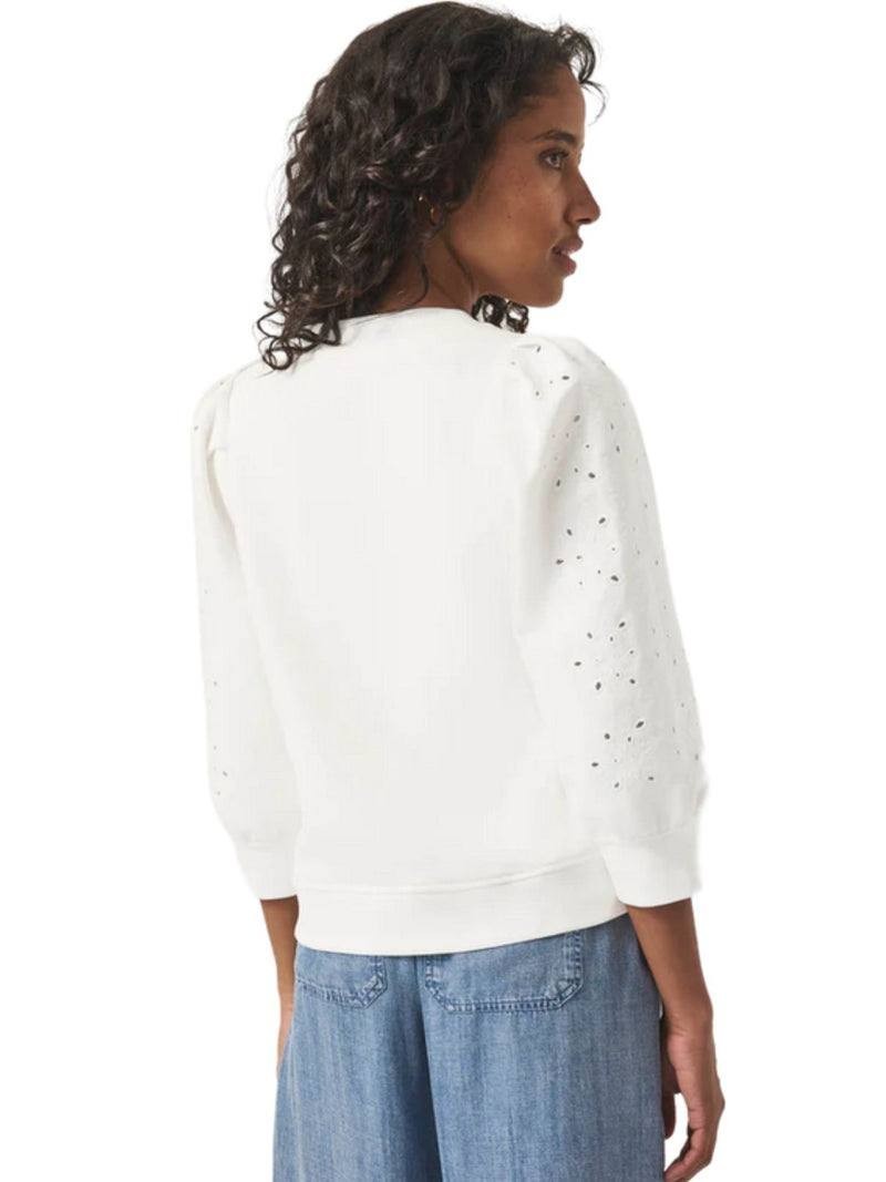 Splendid “Rory” Embroidered Sweatshirt – Size XS – Pre‑Owned – White – $138