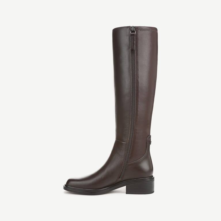 Franco Sarto Gisella Wide Calf Knee High Boots Brown 9M Leather $225 NWB