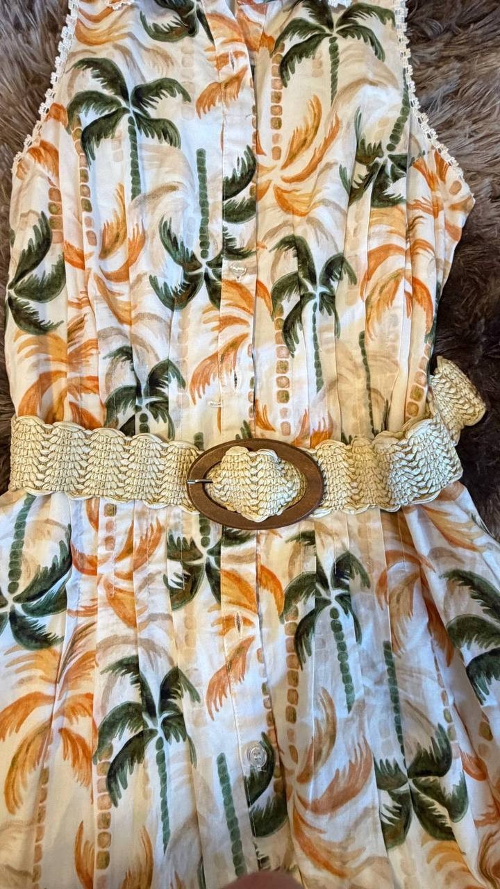 Taylor Printed Taffeta‑Belt Sleeveless Fit & Flare Dress Multi 8 NWOT $138
