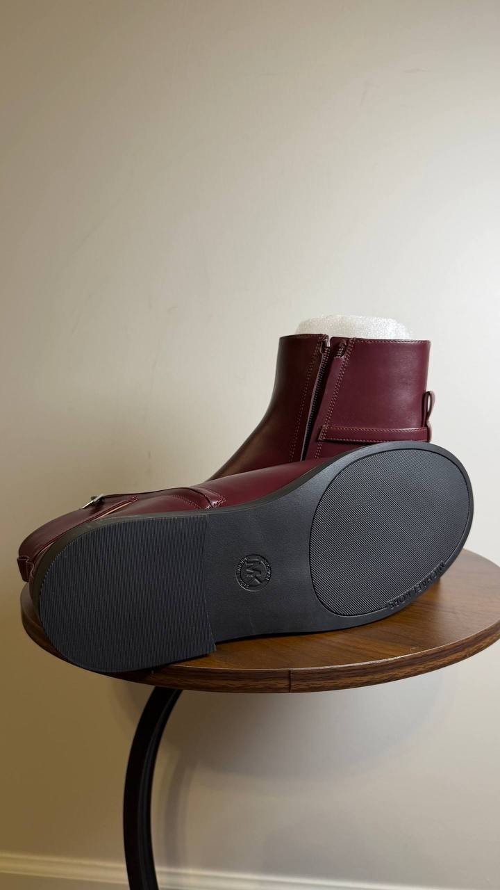 Michael Kors Oxblood Polyurethane Block Heel Booties 8.5M New w/o Box MSRP $150