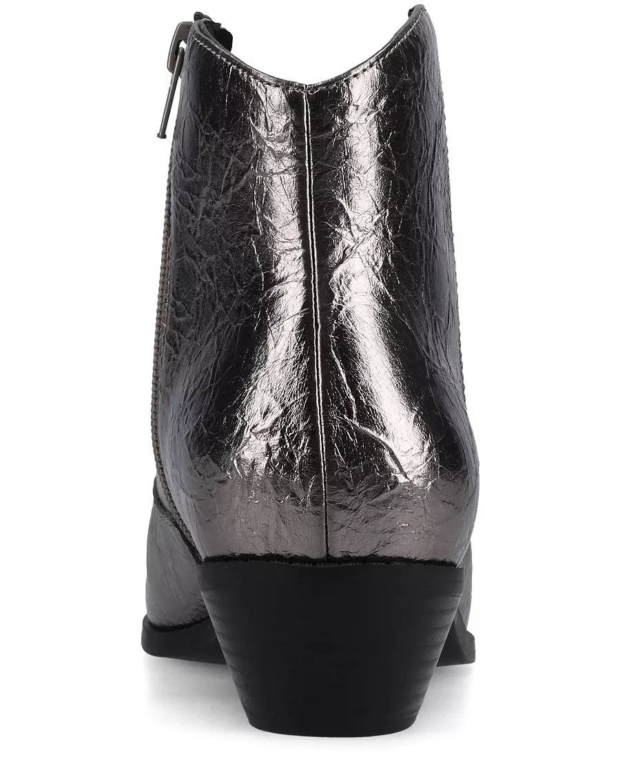 Journee Taliah Western Booties 8.5W Pewter Faux Leather Pointed Toe NIB msrp$100