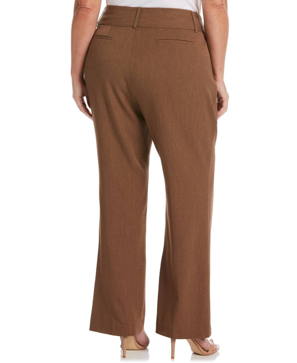 Rafaella Women’s Plus Curvy Fit Gabardine Bootcut Pants Brown 8P $89 NWT