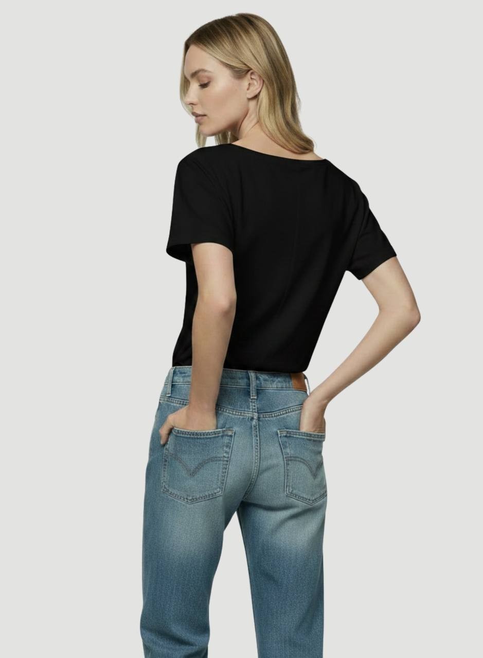 Majestic Filatures Supima Cotton Semi Relaxed Boat Neck Tee Noir Size 2 NWT $230