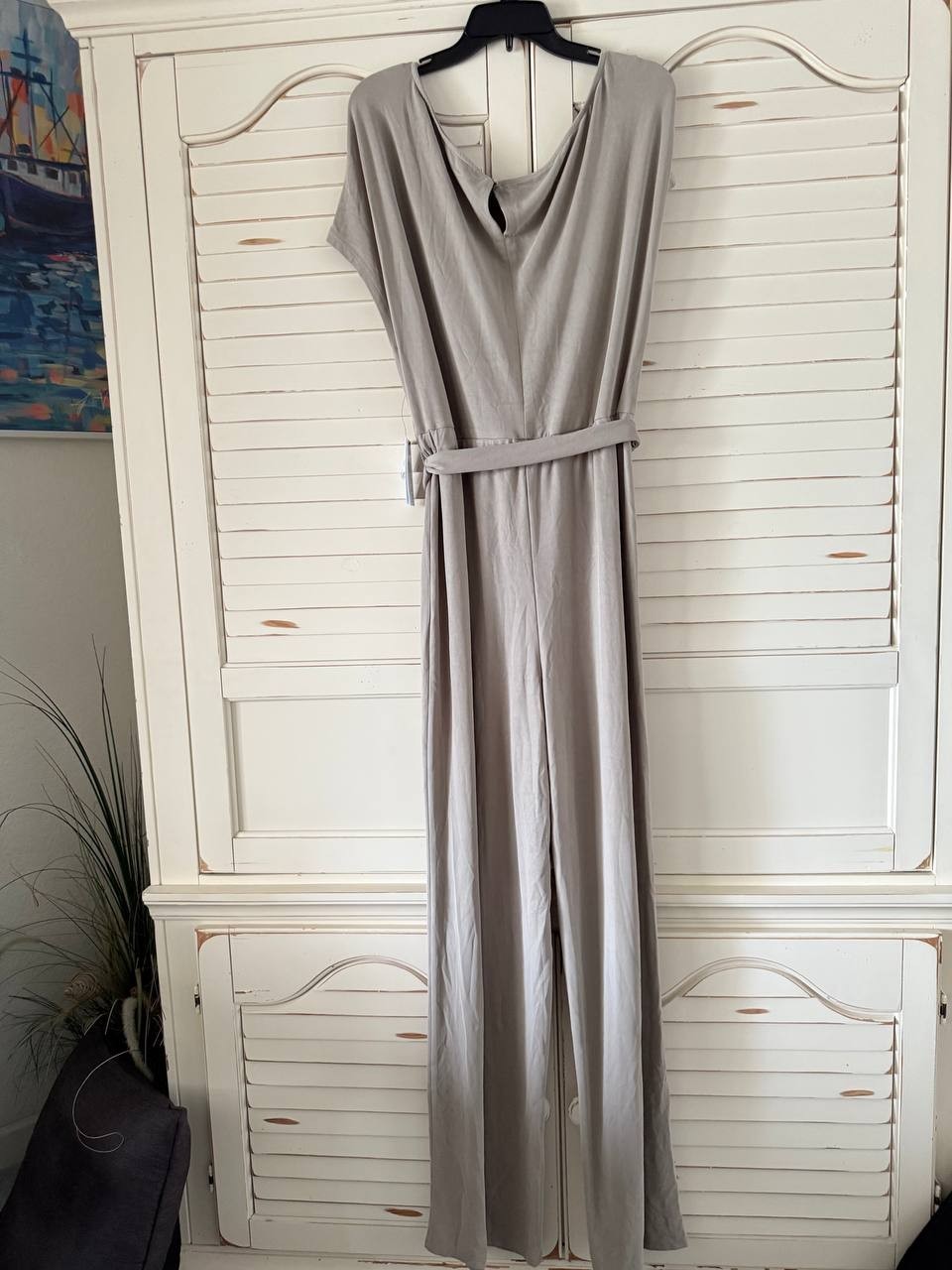 GUESS U Draped-Neckline Belted Jumpsuit Brown Size XL NWT $178 – Elegant Chic