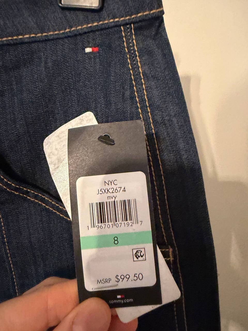 Tommy Hilfiger High‑Rise Wide‑Leg Crop Jeans Dark Blue Size8 NWT msrp$99.50