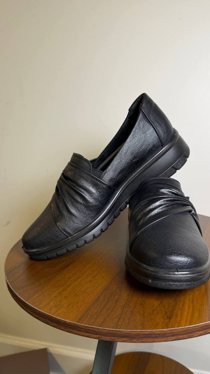 Easy Street Faith Slip‑On Wedge Shoes Black Women’s 9M Comfort Wave NWB $64.99