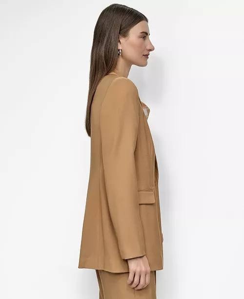 DKNY Blazer 14 Brown Notched Collar One Button Long Sleeve Career Jacket NWT