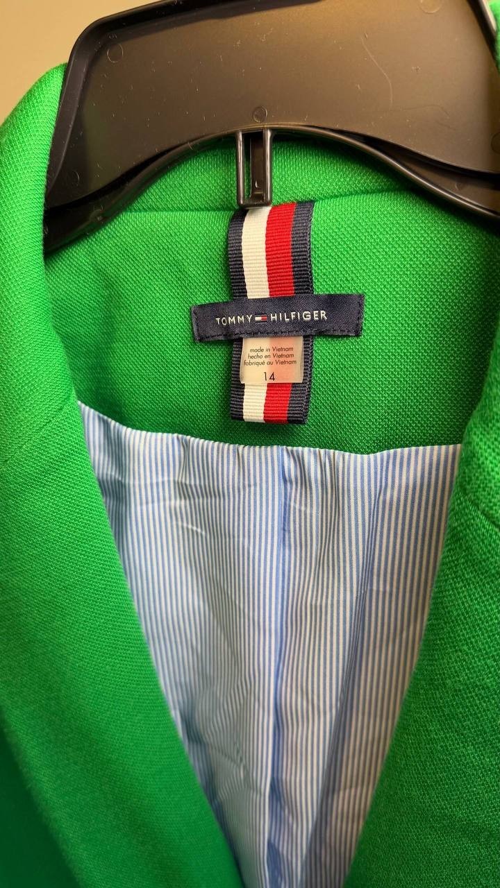 Tommy Hilfiger Scuba Peak‑Lapel Long‑Sleeve Blazer Green 14 NWT $139