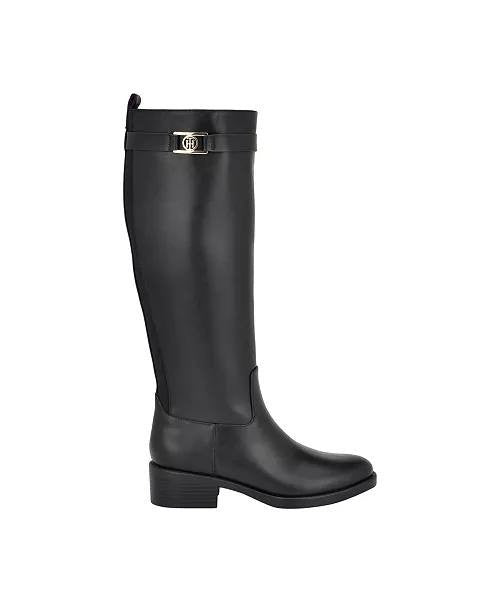 Tommy Hilfiger Iviann Tall Riding Boots Black 7.5M Almond Toe NWB $159