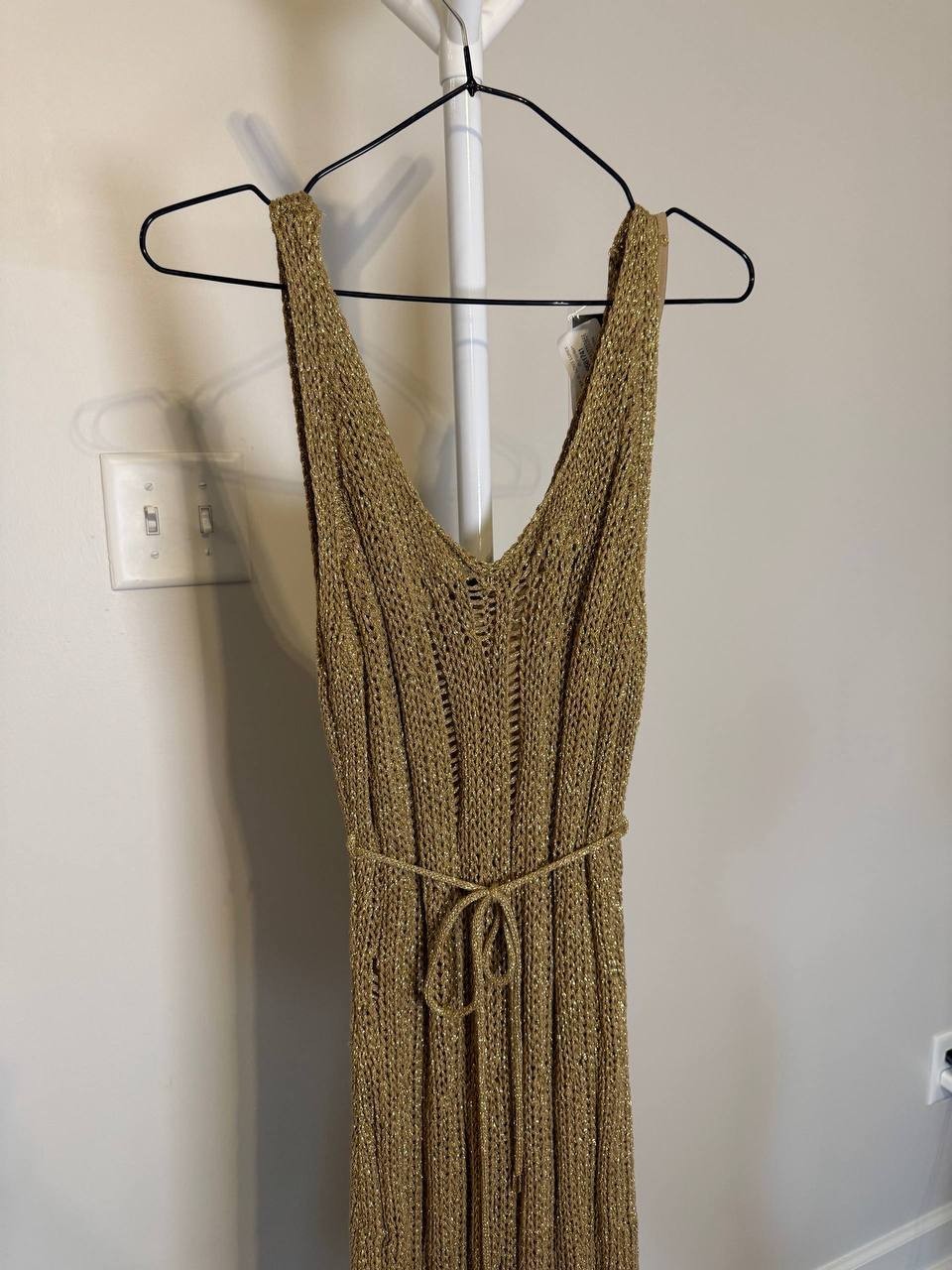 Marciano Lucky Lurex Net Maxi Dress – 10 – Gold – NWT – Flawed – $280