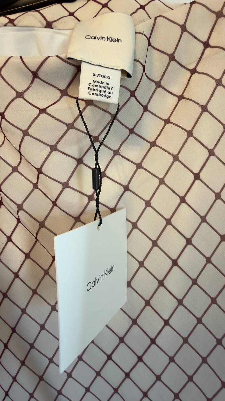 Calvin Klein Printed Chiffon Midi Skirt Multi XL NWT $99