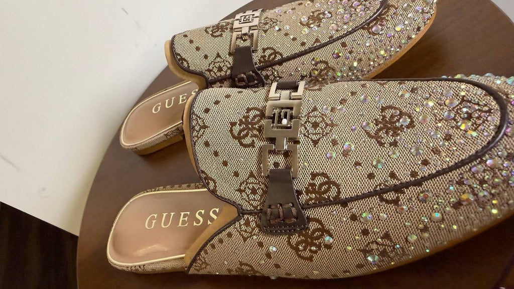 Guess Medium Brown Textile Mule Loafers 9M NIB MSRP $119