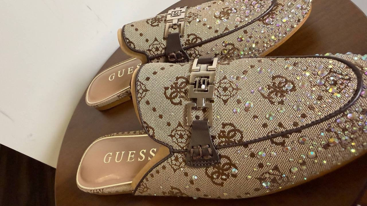 Guess Medium Brown Textile Mule Loafers 9M NIB MSRP $119