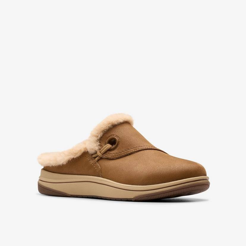Clarks Dark Tan Textile Clogs/Mules 7.5M NIB MSRP $49.99