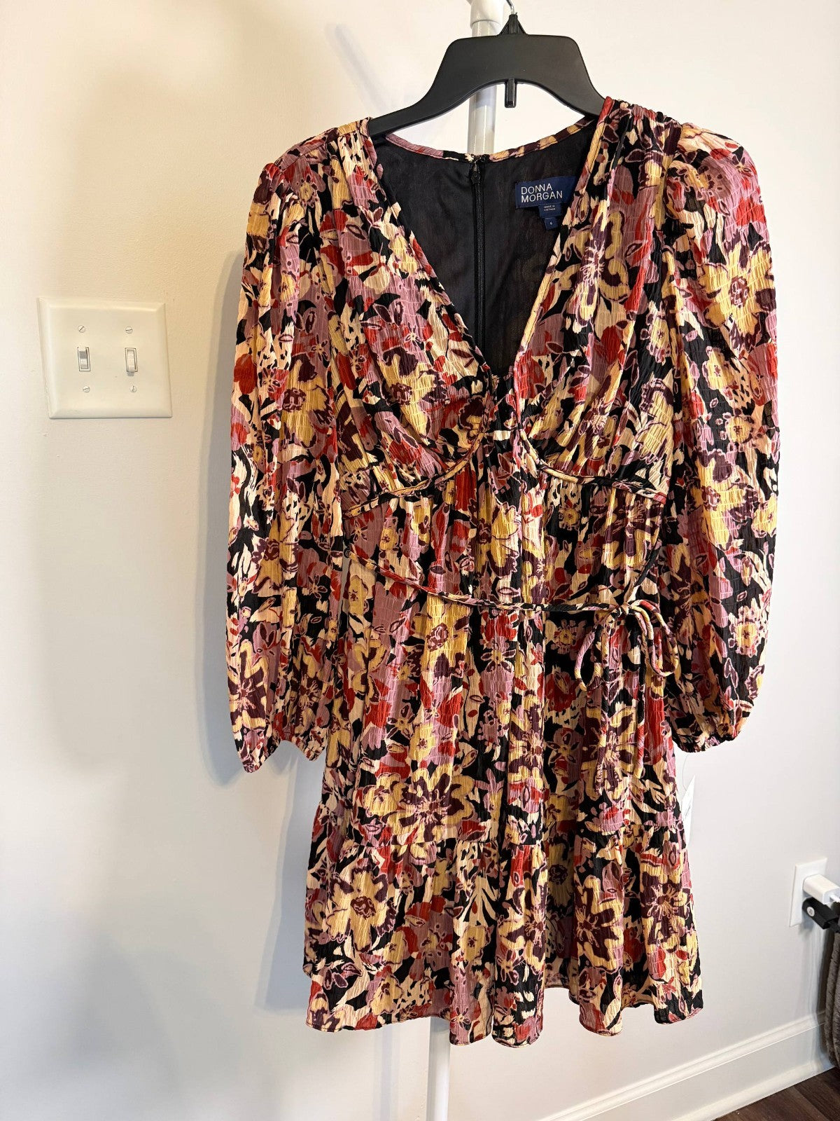Donna Morgan Printed V‑Neck Mini Dress Multicolor NWT Sizes 4–16 MSRP $118