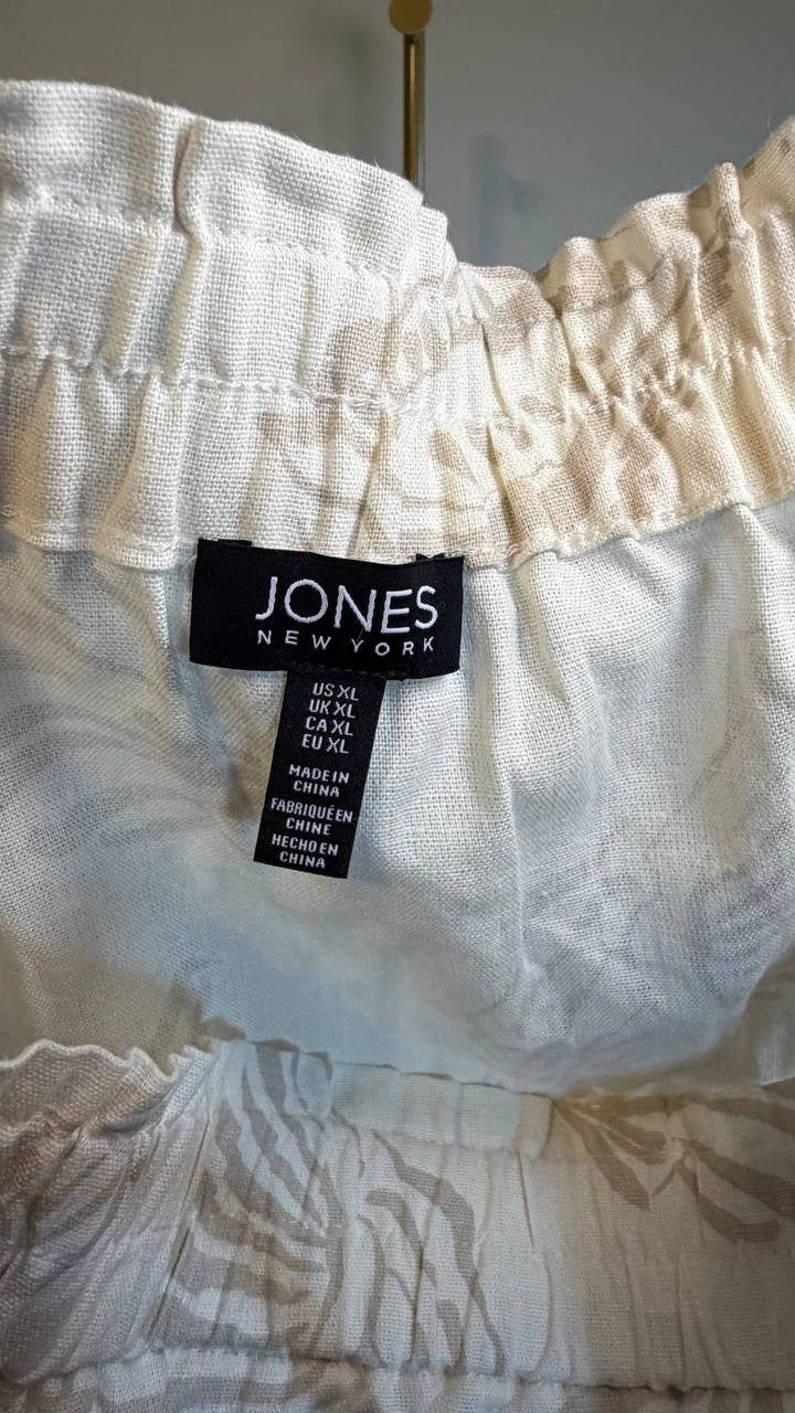 Jones New York Petite Pull‑On Tiered Midi Skirt White/Natural XL NWOT $89.50
