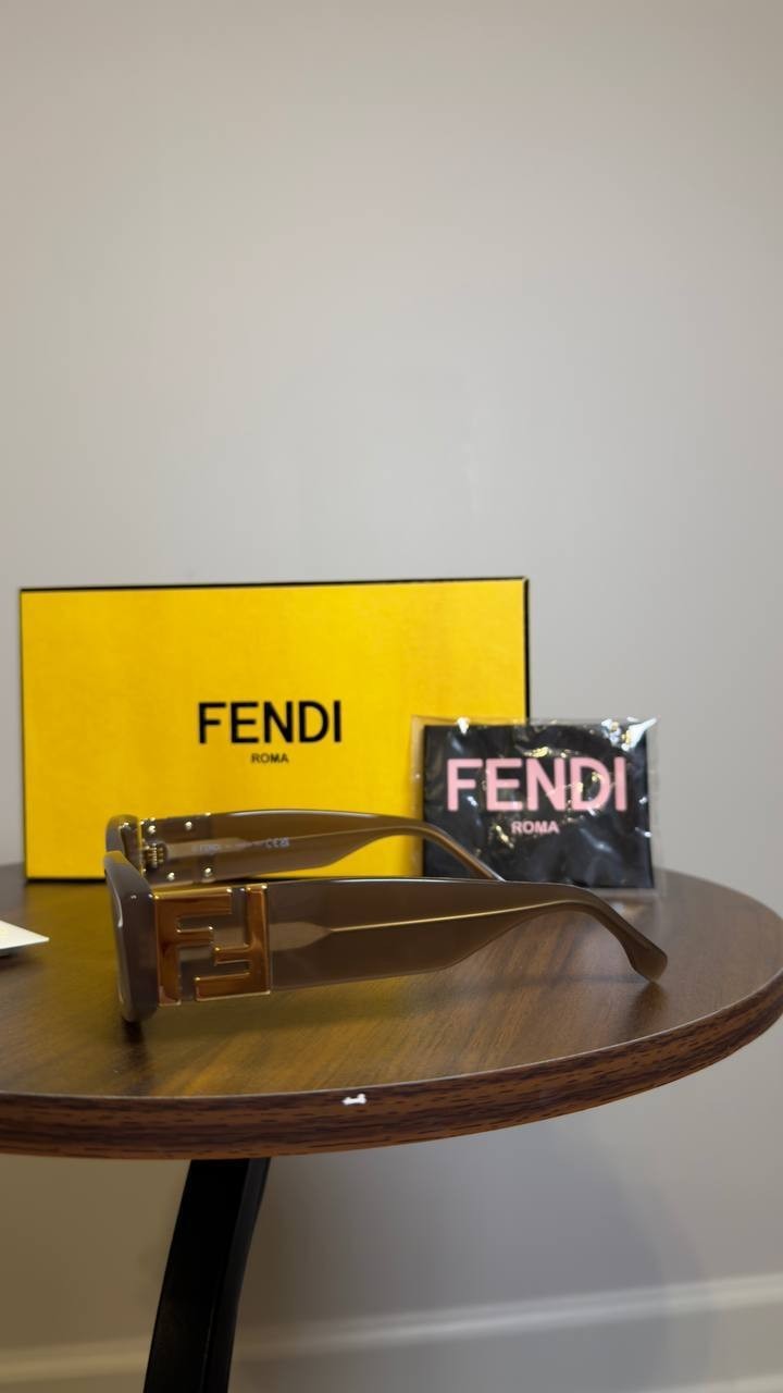 Fendi Rectangular Sunglasses Shiny Dark Brown OS NWOT $490.00