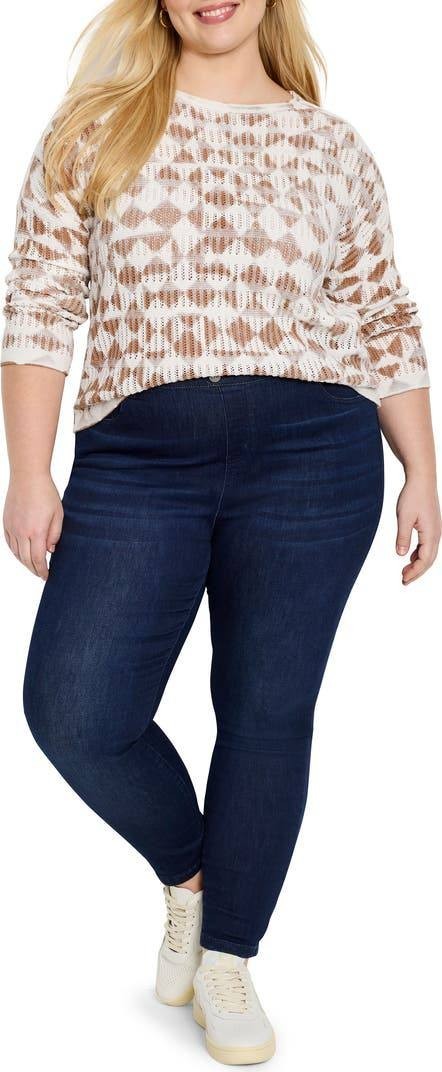 NIC+ZOE Women’s Cotton Open Stitch Sweater Natural L $158 NWT