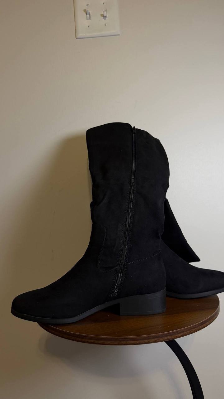 Style & Co Charmanee Tall Boots 8.5 Black Microfiber Fabric Zip NIB msrp$79.90