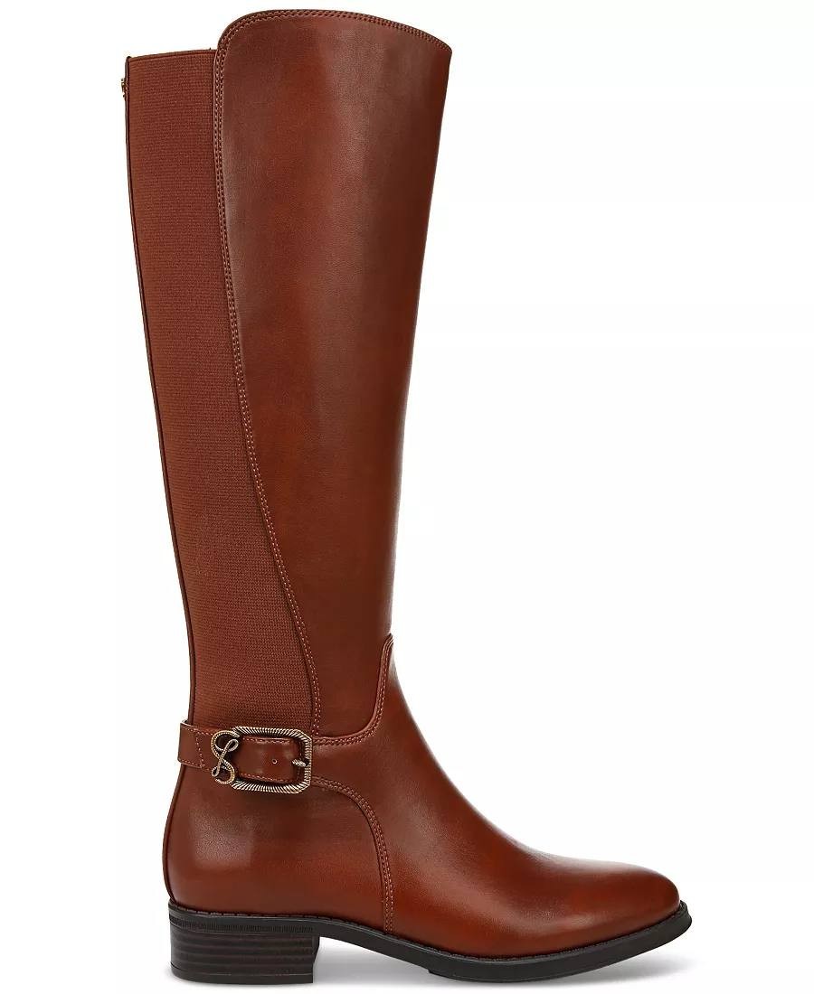 Sam & Libby Percy Boots 9 Hazelnut Man‑Made Knee‑High Riding Round Toe NIB