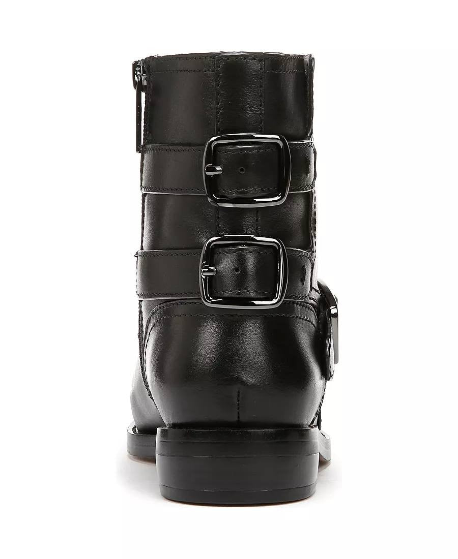 Franco Sarto Prina Boots 9.5M Black Leather Moto Block Heel Zip NIB msrp$180