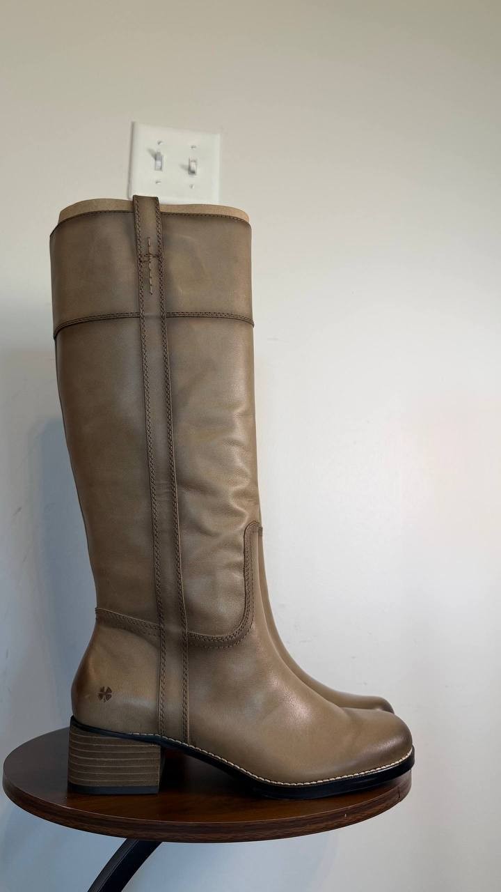 Lucky Brand Hybiscus Women’s Knee High Riding Boots Silver 9.5M Leather $229