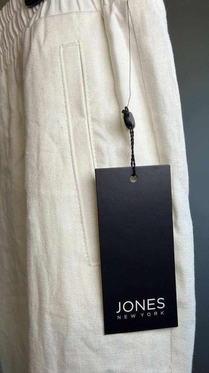 Jones New York White Drawstring Linen‑Blend Pant White XL NWT $89.50