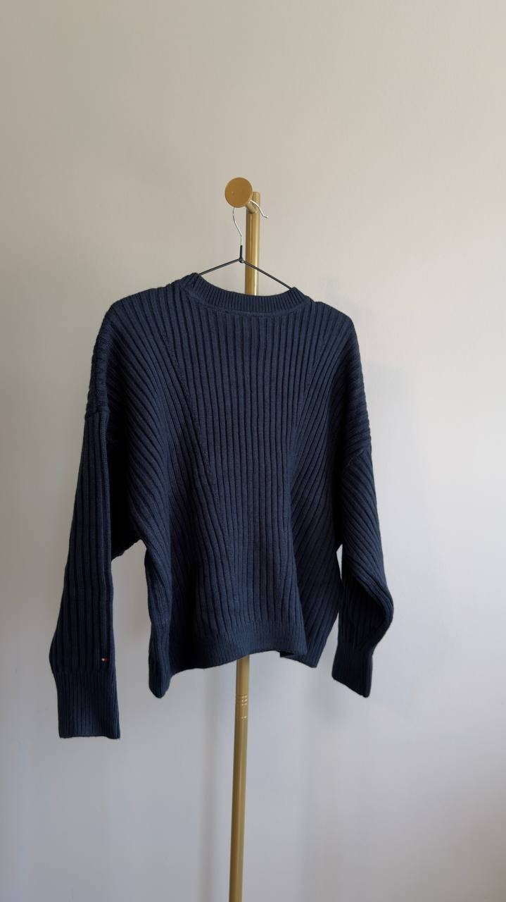Tommy Hilfiger Traveling Cable Crewneck Sweater Sky Captain M NWT $79.50