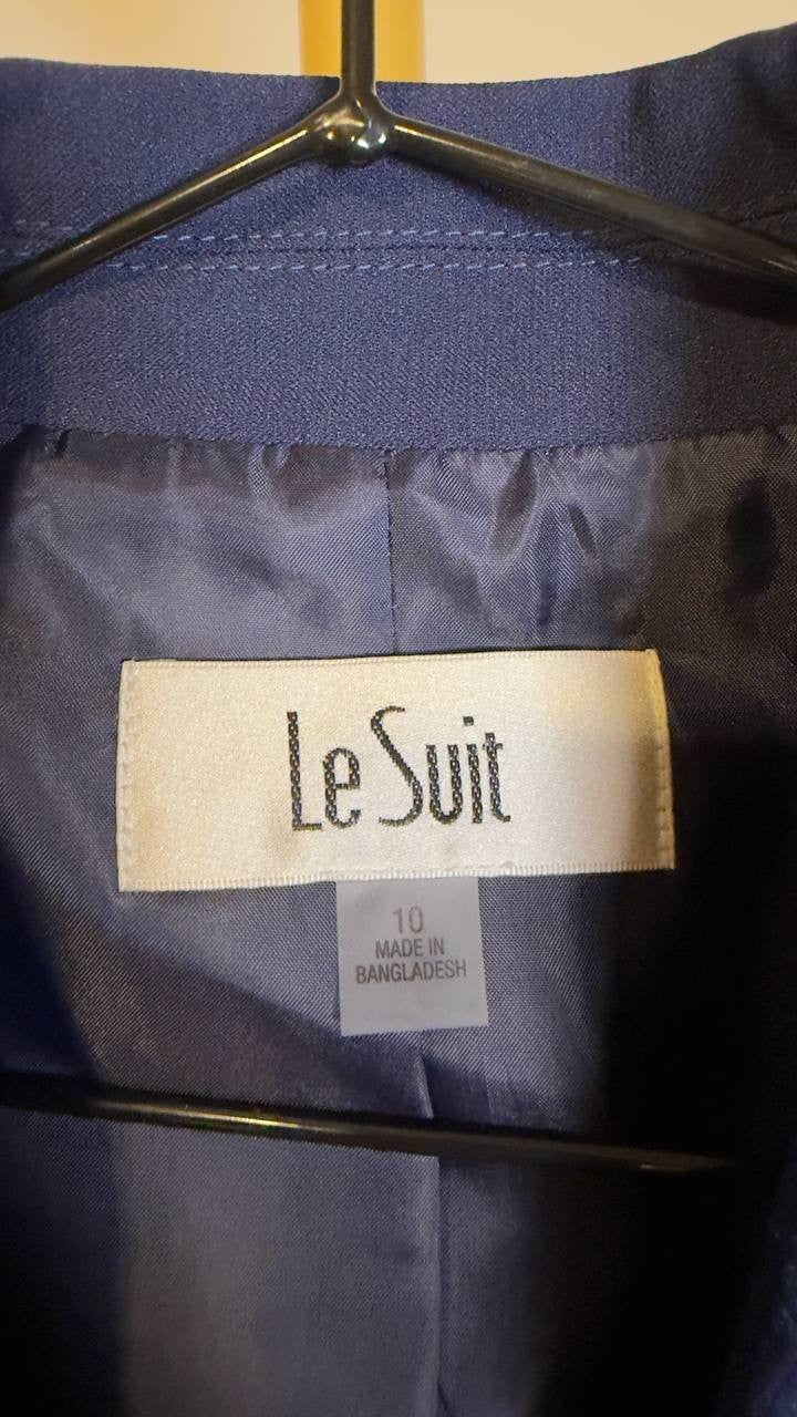 Le Suit Crepe One‑Button 2‑Piece Pantsuit Indigo 10 NWOT $149