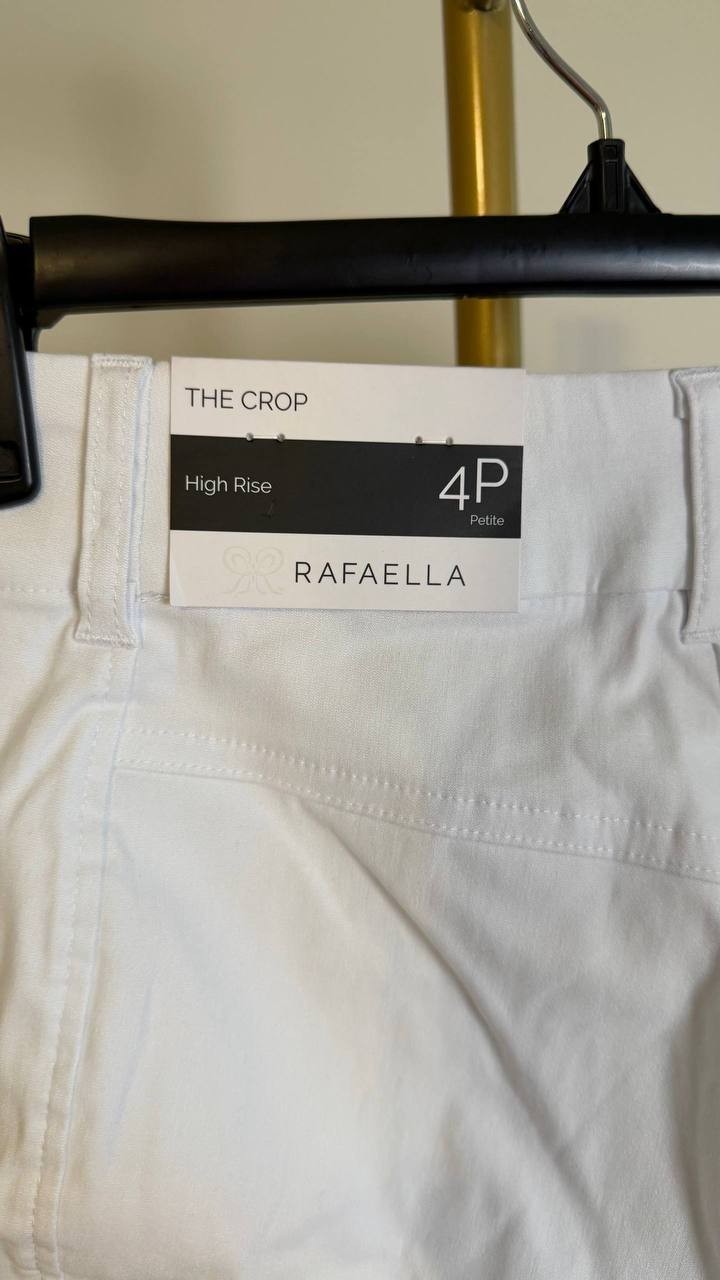 Rafaella Women’s Petite Satin Luxe Crop Pants White 4P $69 NWT