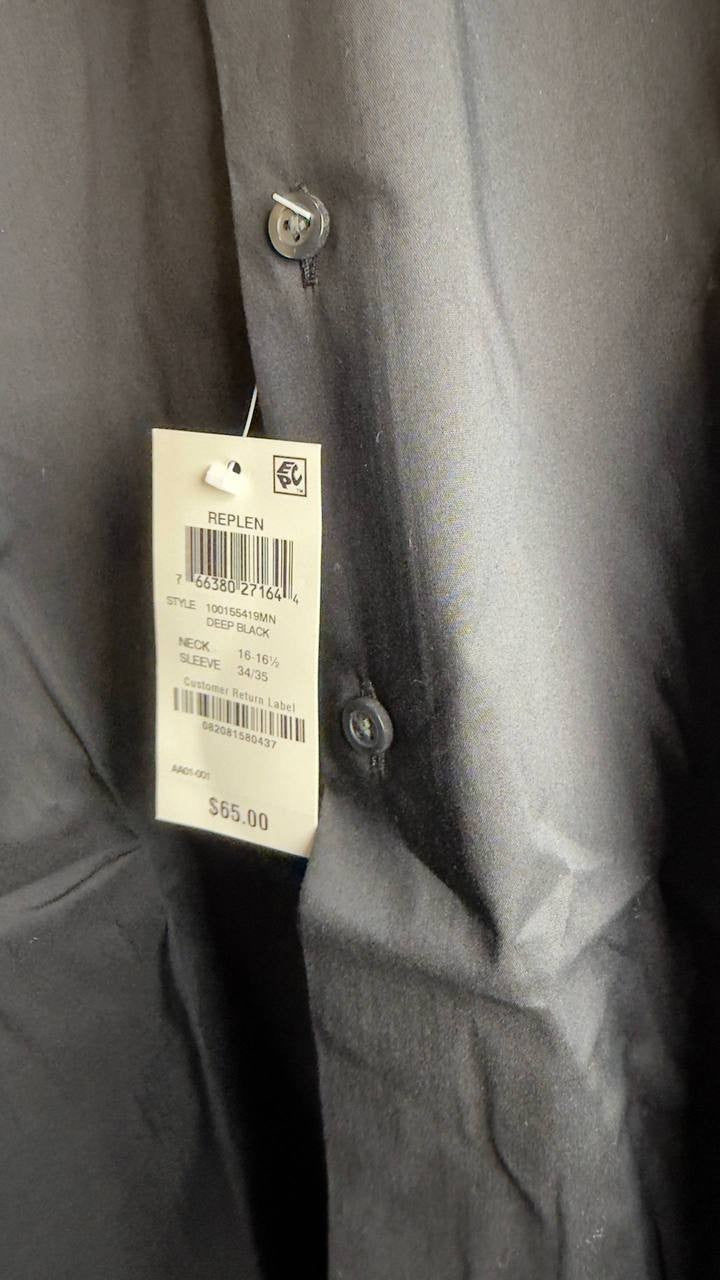 Alfani Men’s Regular‑Fit Solid Dress Shirt Black L NWT $65