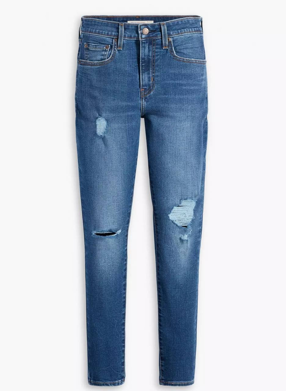 Levi's 721 High-Rise Skinny Jeans Distressed Blue - Women 24-29, Stretch