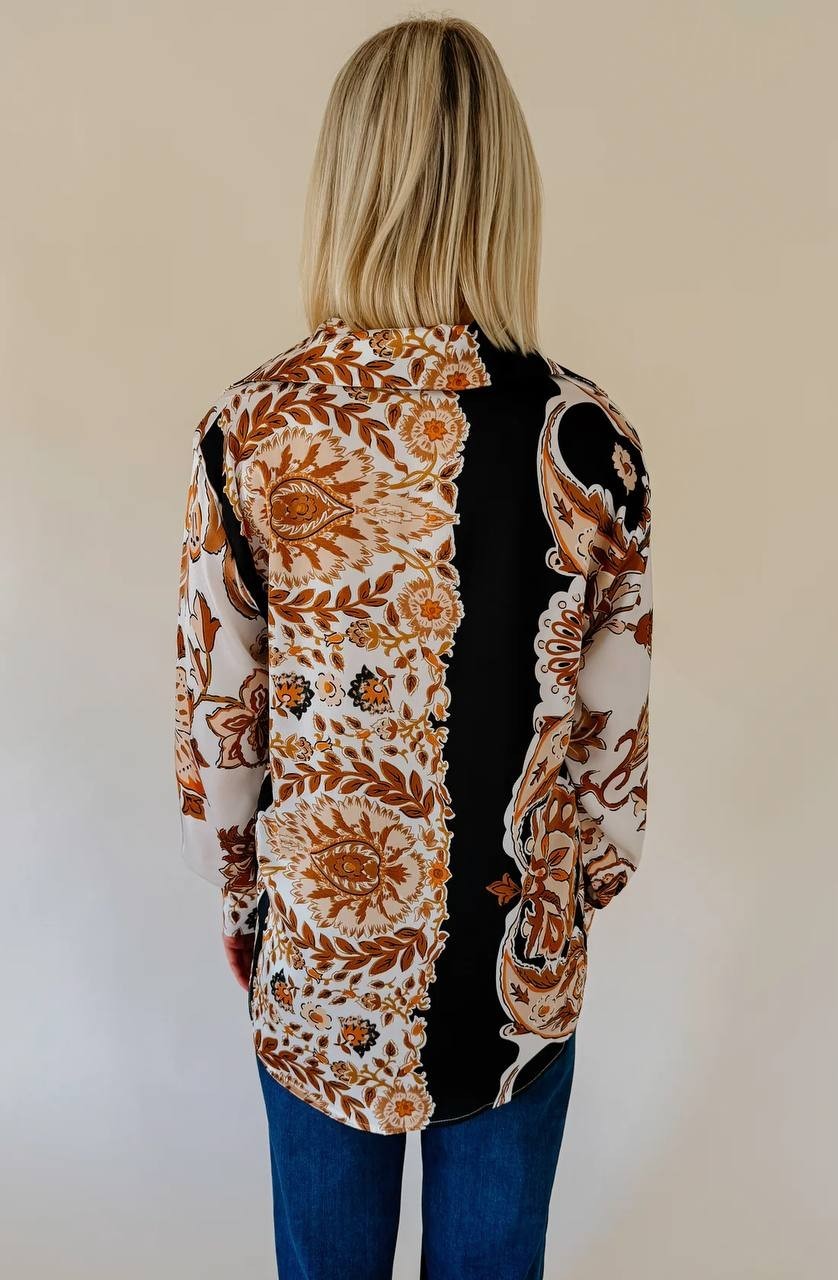 BEULAHSTYLE “Leaves Changing” Buttoned Blouse – Size L–NWT– $128