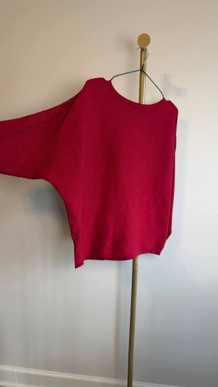 T Tahari Ribbed Embellished Dolman‑Sleeve Sweater Baked Cherry XS NWT $88
