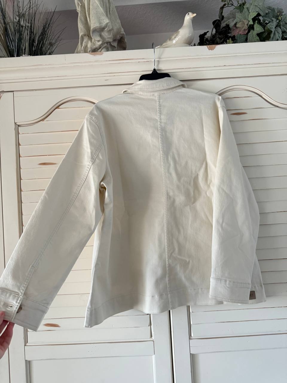 Jones New York City Denim Pocket-Front Jacket Beige Size XL NWT $119