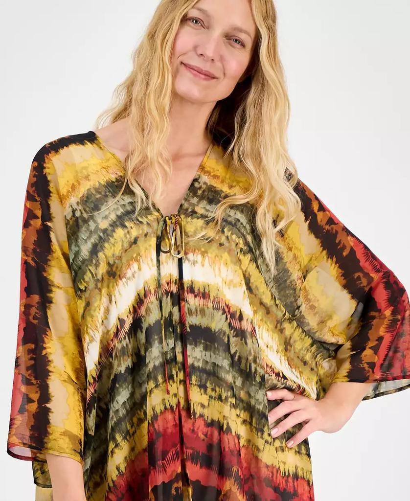 Anne Klein Tie-Dyed Tie-Neck Kimono Red/Yellow 1SZ NWT $89